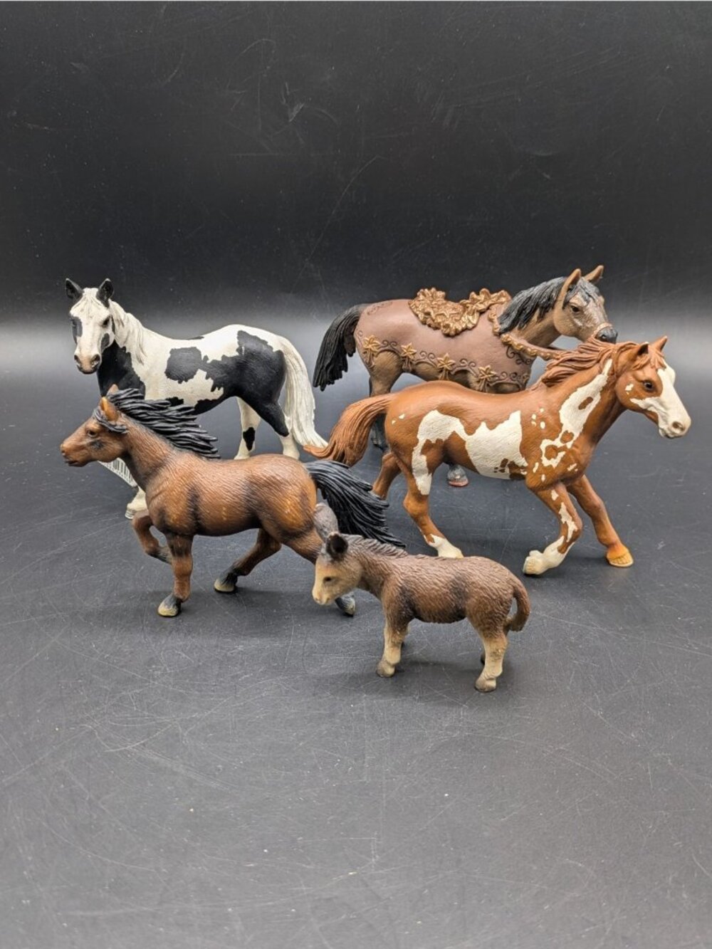 Vtg Schleich Horses Lot Of 5 Miniature Figuine Toys Pinto Burro Icelandic